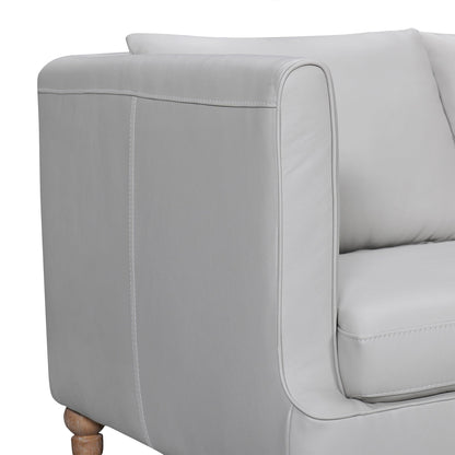 Modway Furniture 85" Gray Leather Sofa – Luxurious Comfort with Brown Legs, Tuxedo Arms & Durable Sinuous Springs Design - 546411-HOMEROOTS