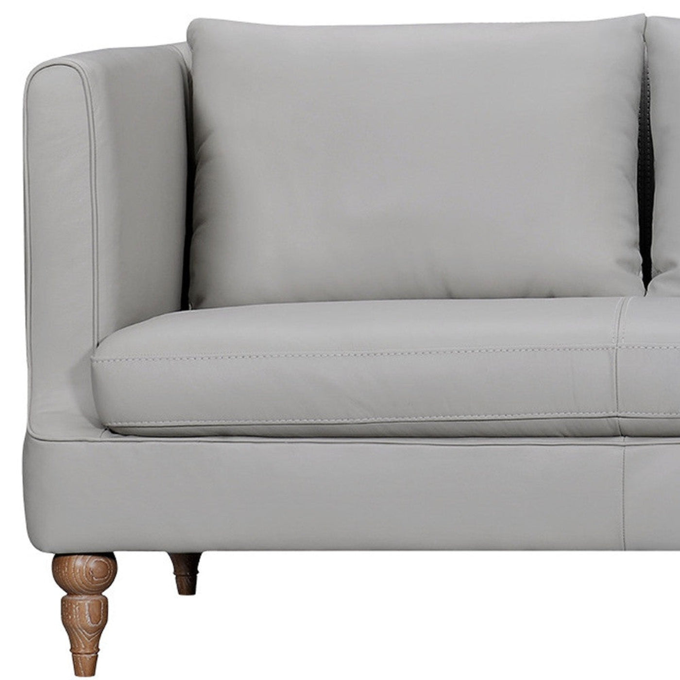 Modway Furniture 85" Gray Leather Sofa – Luxurious Comfort with Brown Legs, Tuxedo Arms & Durable Sinuous Springs Design - 546411-HOMEROOTS