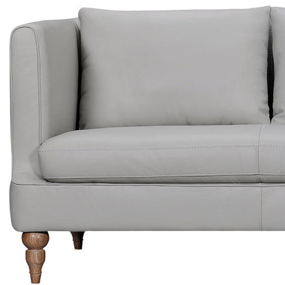 Modway Furniture 85" Gray Leather Sofa – Luxurious Comfort with Brown Legs, Tuxedo Arms & Durable Sinuous Springs Design - 546411-HOMEROOTS