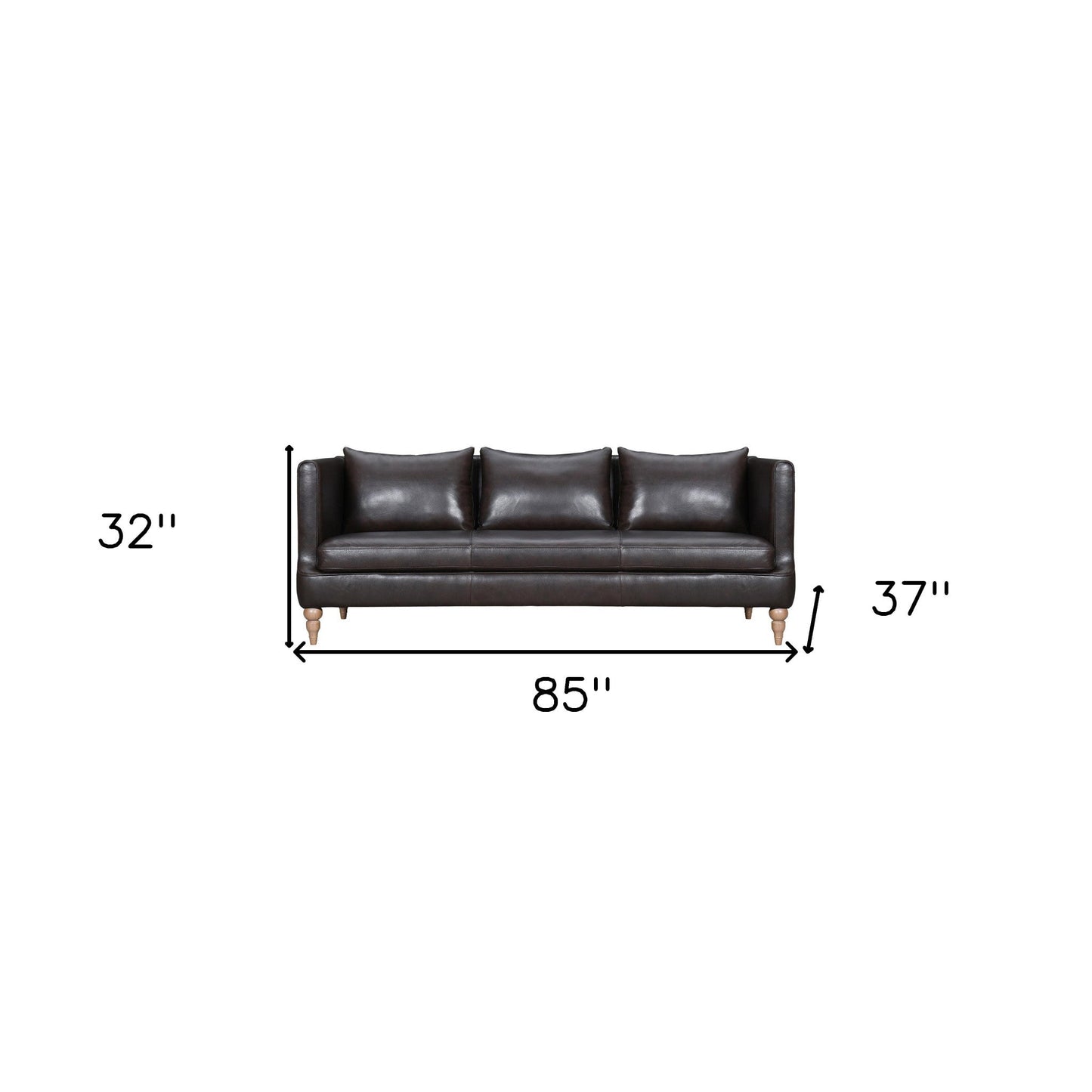 Modway Furniture 85" Dark Brown Leather Sofa - Luxurious Comfort, Elegant Design, Perfect for Stylish Living Rooms! - 546412-HOMEROOTS