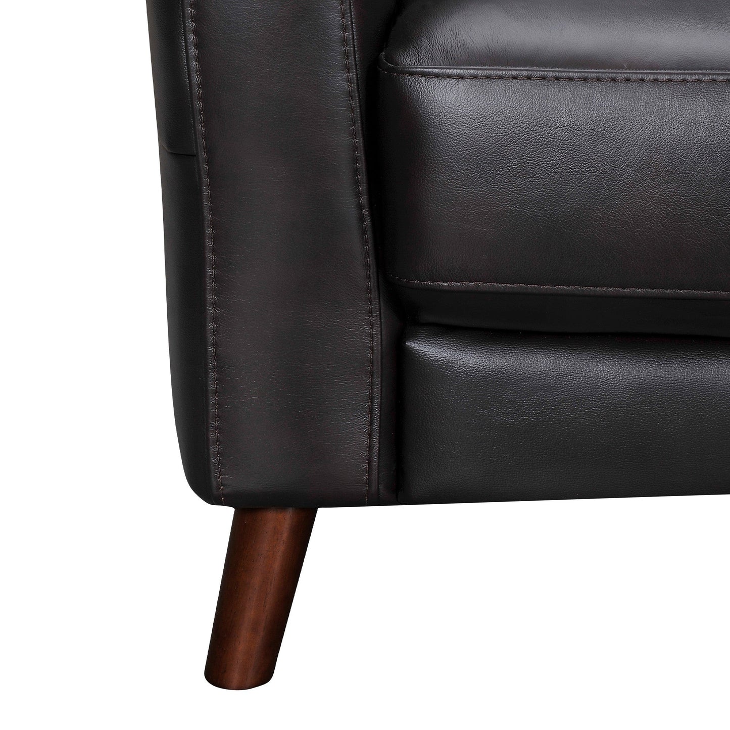 Modway Furniture 82" Black Leather Sofa with Brown Legs - Luxurious Comfort & Elegant Design for Stylish Living Spaces - 546416-HOMEROOTS