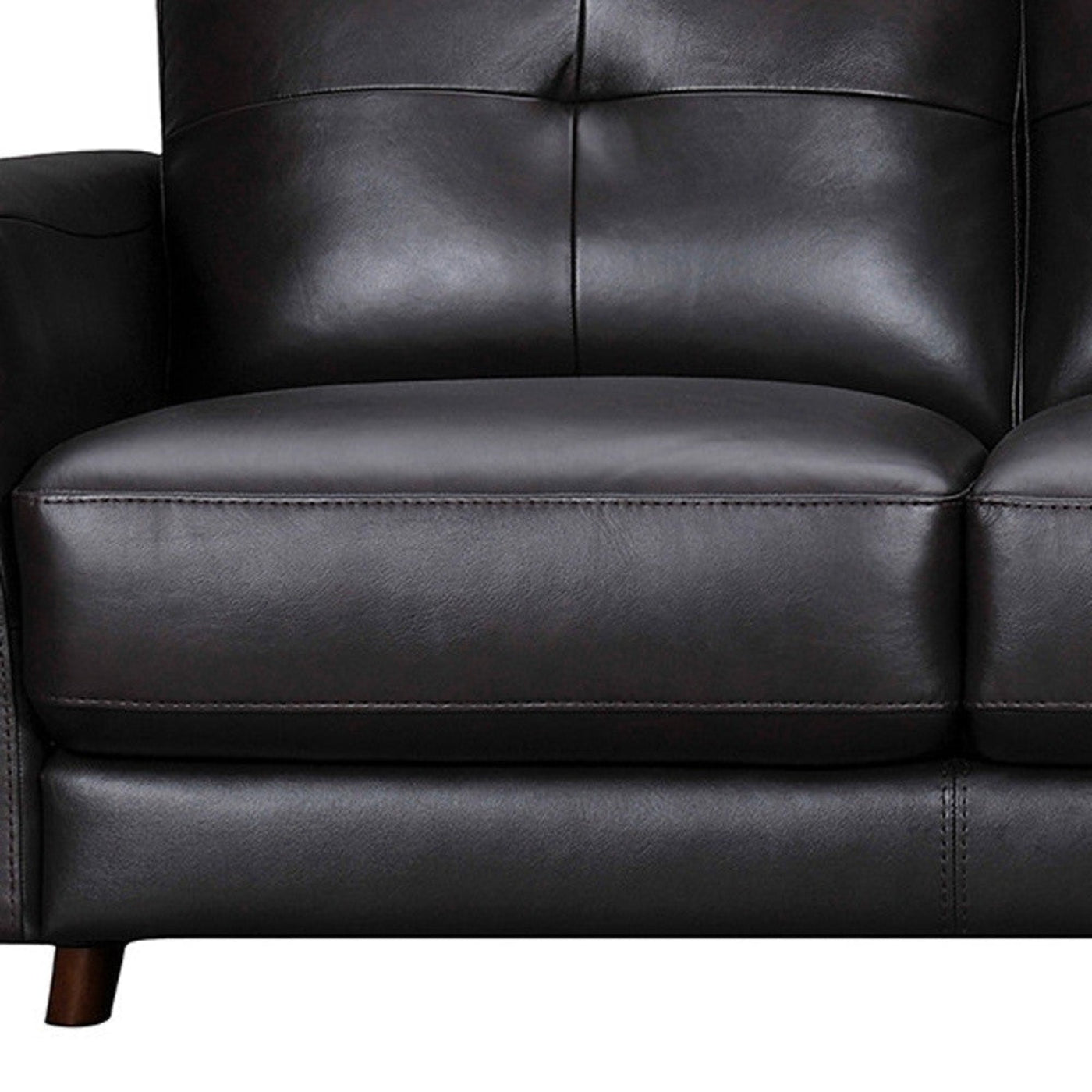 Modway Furniture 82" Black Leather Sofa with Brown Legs - Luxurious Comfort & Elegant Design for Stylish Living Spaces - 546416-HOMEROOTS