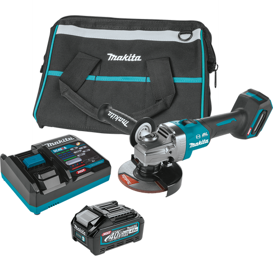 MAKITA (GAG01M1) 40V Max XGT Brushless Cordless 4‑1/2” / 5" Angle Grinder Kit, with Electric Brake (4.0Ah) - GAG01M1