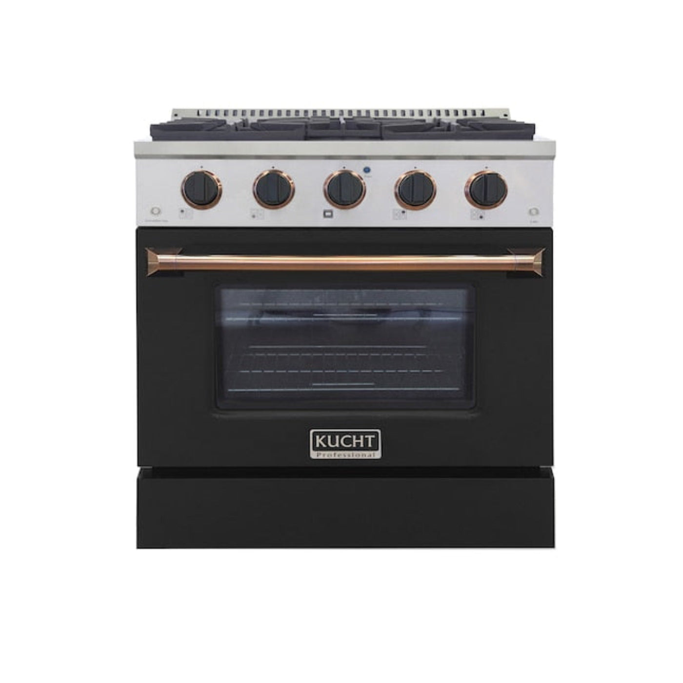 Kucht 30" Pro-Style Propane Gas Dual Fuel Range in Black with Gold Accents, KDF302/LP-K-GOLD - KDF302/LP-K-GOLD