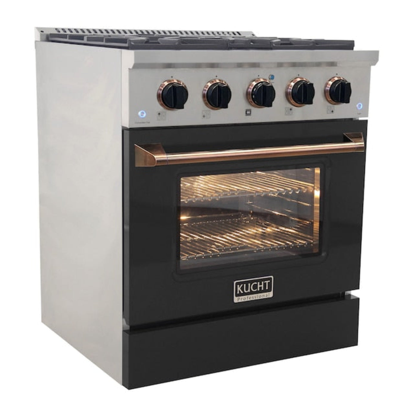 Kucht 30" Pro-Style Propane Gas Dual Fuel Range in Black with Gold Accents, KDF302/LP-K-GOLD - KDF302/LP-K-GOLD