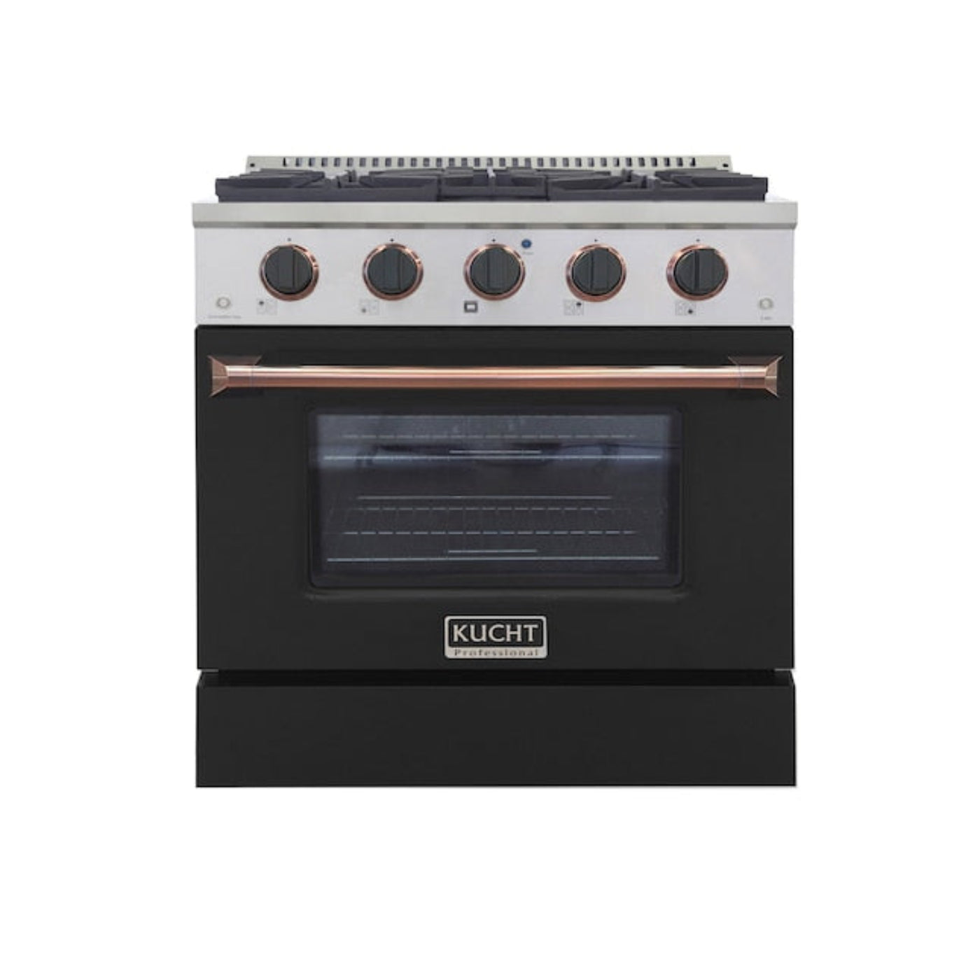 Kucht 30" Pro-Style Propane Gas Dual Fuel Range in Black with Rose Gold Accents, KDF302/LP-K-ROSE - KDF302/LP-K-ROSE