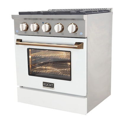 Kucht 30" Pro-Style Propane Gas Dual Fuel Range in White with Rose Gold Accents, KDF302/LP-W-ROSE - KDF302/LP-W-ROSE