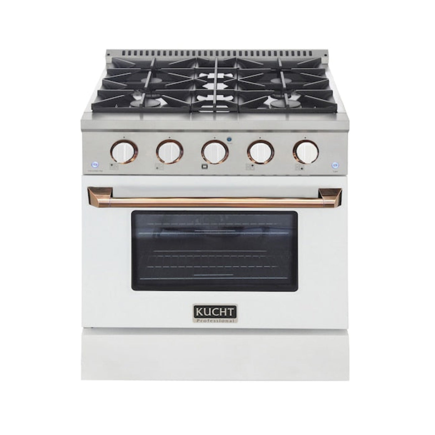 Kucht 30" Pro-Style Propane Gas Dual Fuel Range in White with Gold Accents, KDF302/LP-W-GOLD - KDF302/LP-W-GOLD