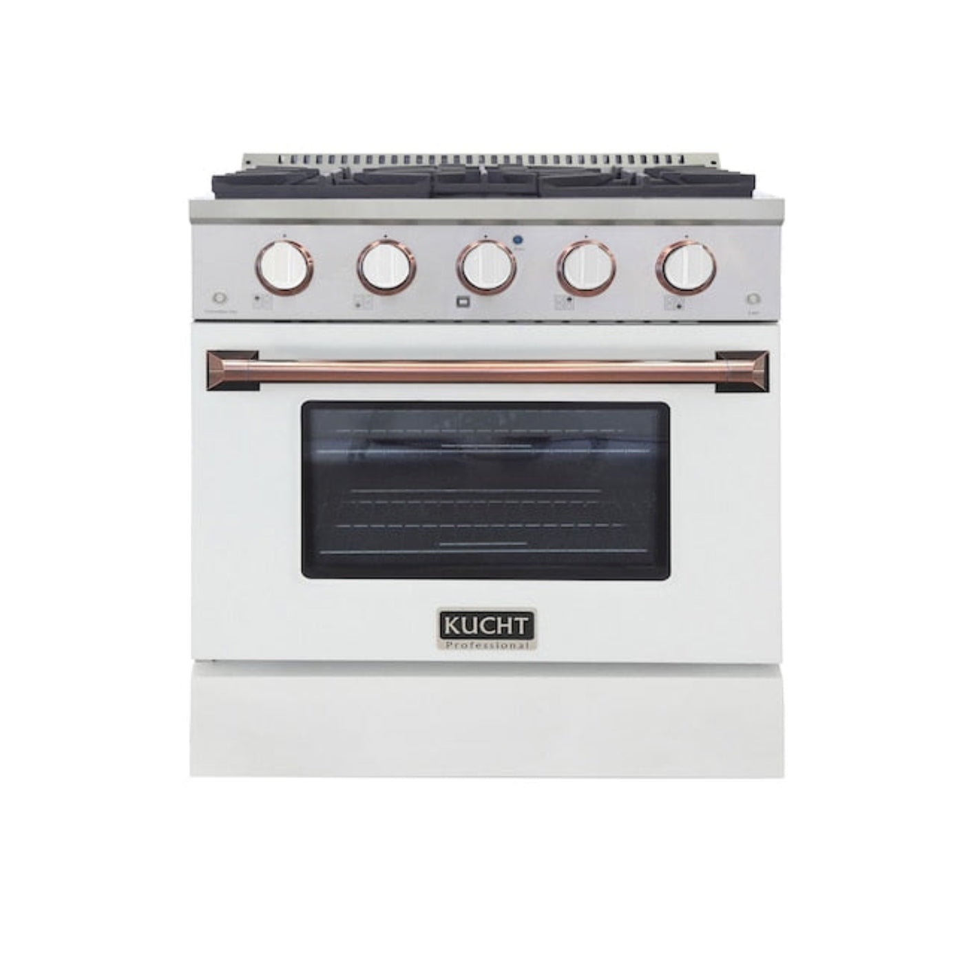 Kucht 30" Pro-Style Natural Gas Dual Fuel Range in White with Rose Gold Accents, KDF302-W-ROSE - KDF302-W-ROSE