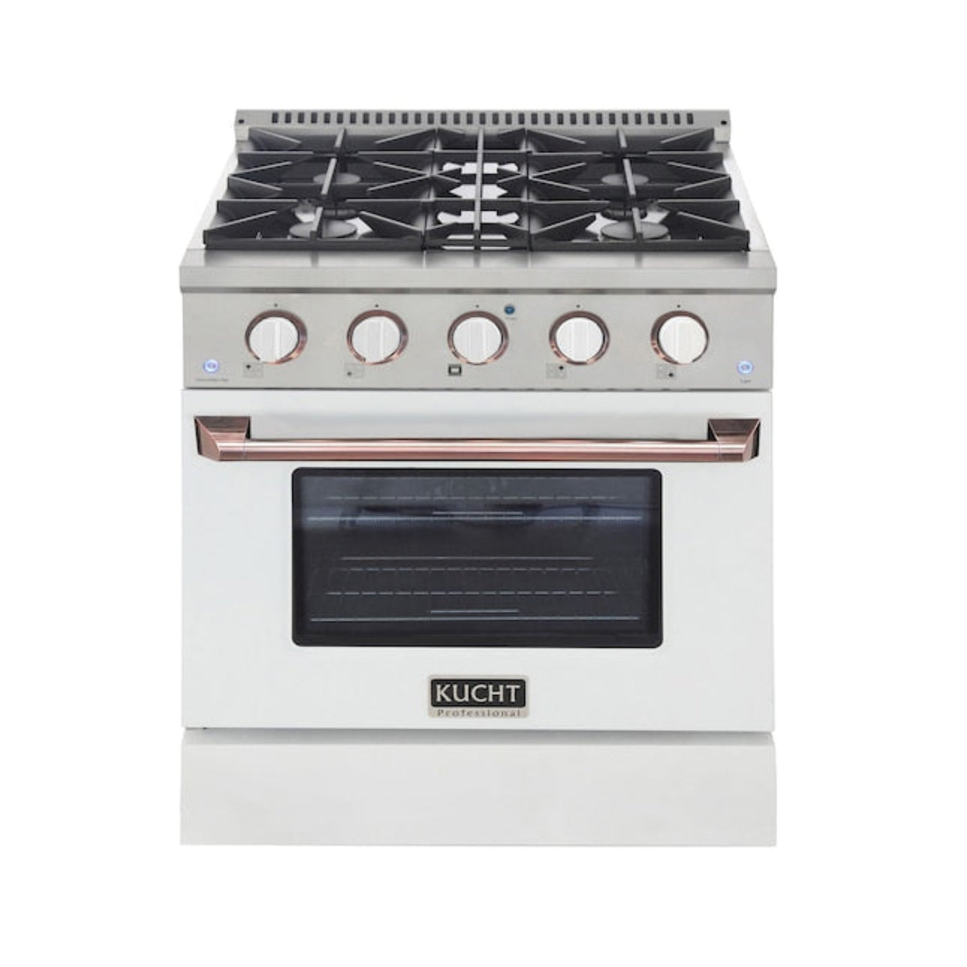 Kucht 30" Pro-Style Natural Gas Dual Fuel Range in White with Rose Gold Accents, KDF302-W-ROSE - KDF302-W-ROSE