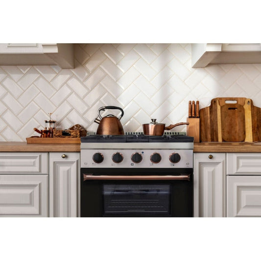 Kucht 30" Pro-Style Propane Gas Dual Fuel Range in Black with Rose Gold Accents, KDF302/LP-K-ROSE - KDF302/LP-K-ROSE