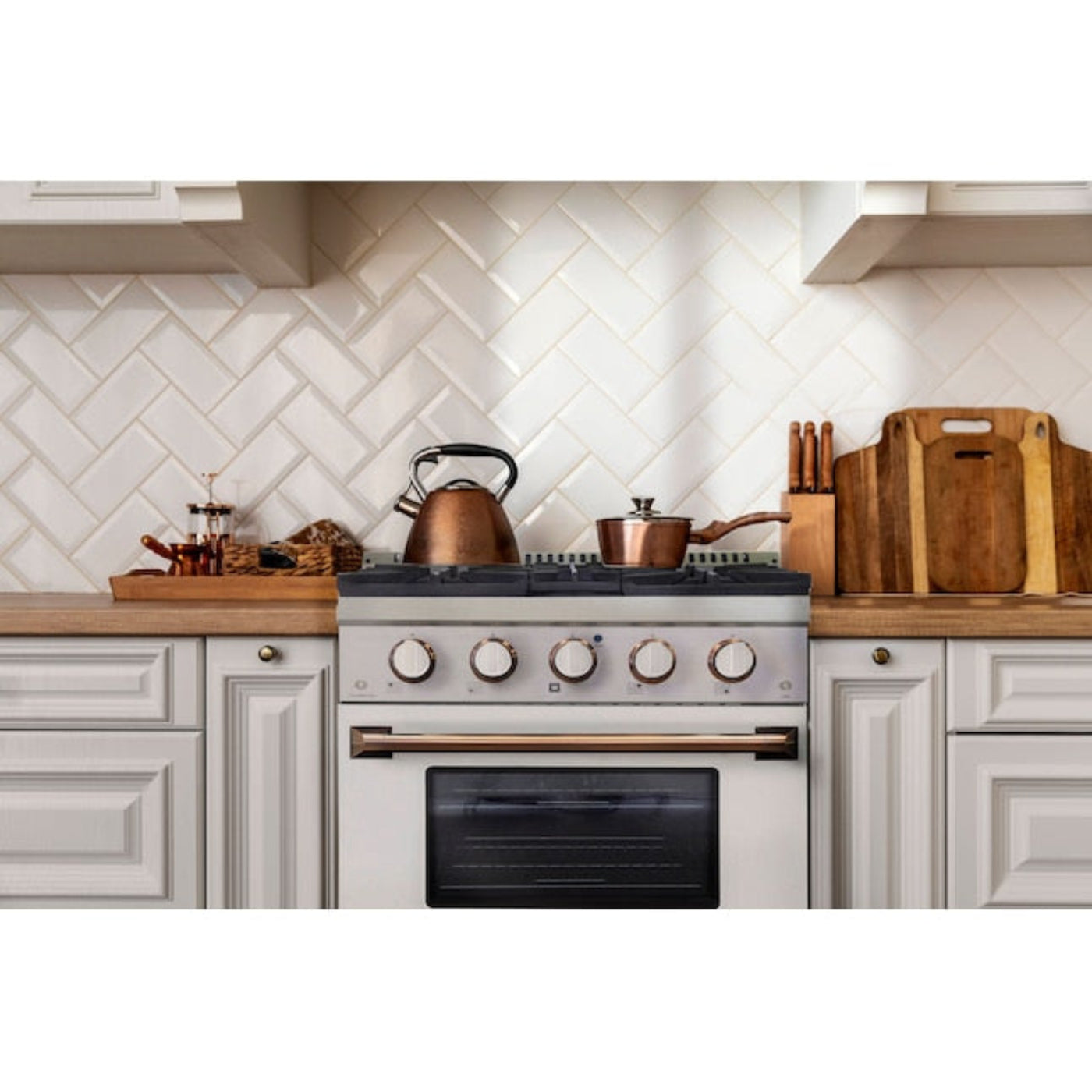 Kucht 36" Pro-Style Natural Gas Dual Fuel Range in White with Rose Gold Accents, KDF362-W-ROSE - KDF362-W-ROSE