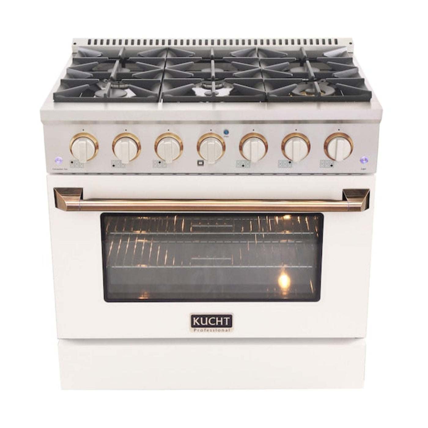 Kucht 30" Pro-Style Propane Gas Dual Fuel Range in White with Rose Gold Accents, KDF302/LP-W-ROSE - KDF302/LP-W-ROSE