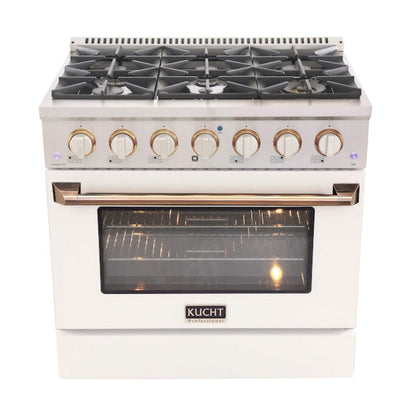 Kucht 30" Pro-Style Propane Gas Dual Fuel Range in White with Rose Gold Accents, KDF302/LP-W-ROSE - KDF302/LP-W-ROSE