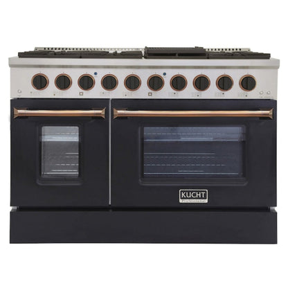 Kucht 48" Pro-Style Natural Gas Dual Fuel Range in Black with Gold Accents, KDF482-K-GOLD - KDF482-K-GOLD