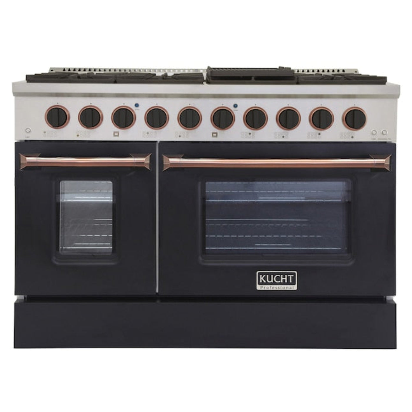 Kucht 48" Pro-Style Propane Gas Dual Fuel Range in Black with Rose Gold Accents, KDF482/LP-K-ROSE - KDF482/LP-K-ROSE