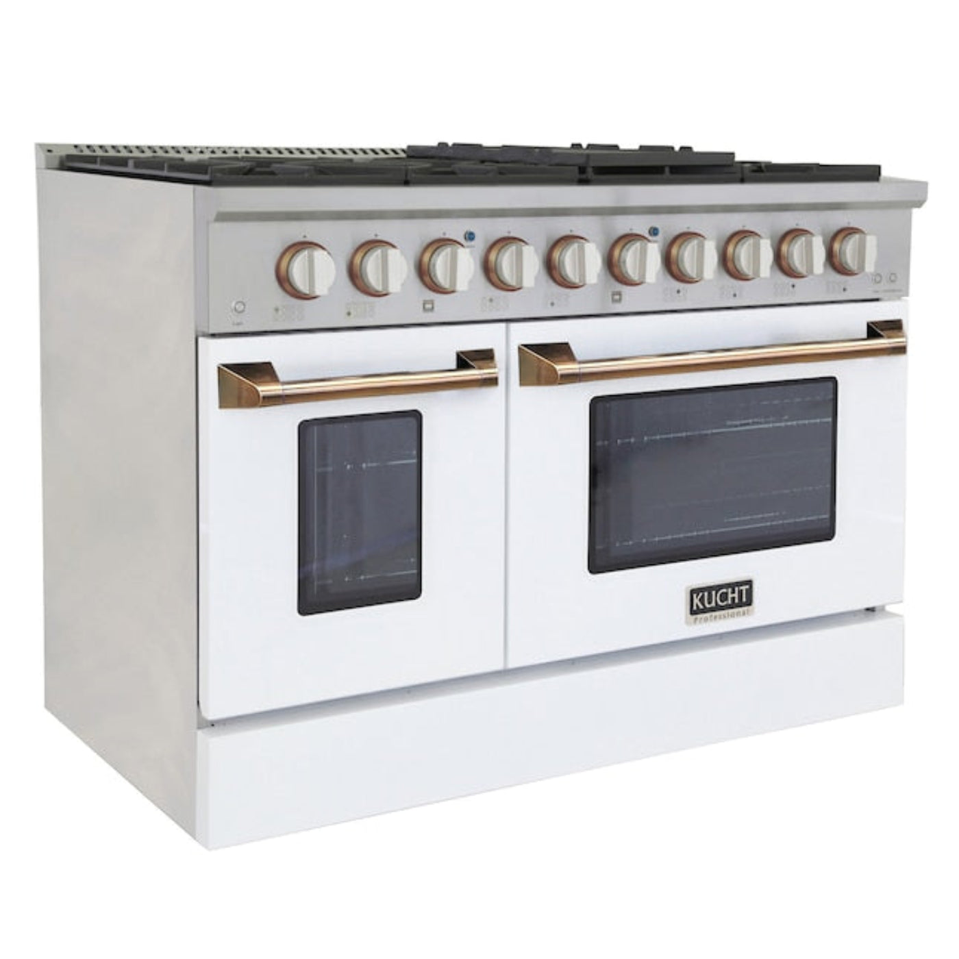 Kucht 48" Pro-Style Propane Gas Dual Fuel Range in White with Gold Accents, KDF482/LP-W-GOLD - KDF482/LP-W-GOLD