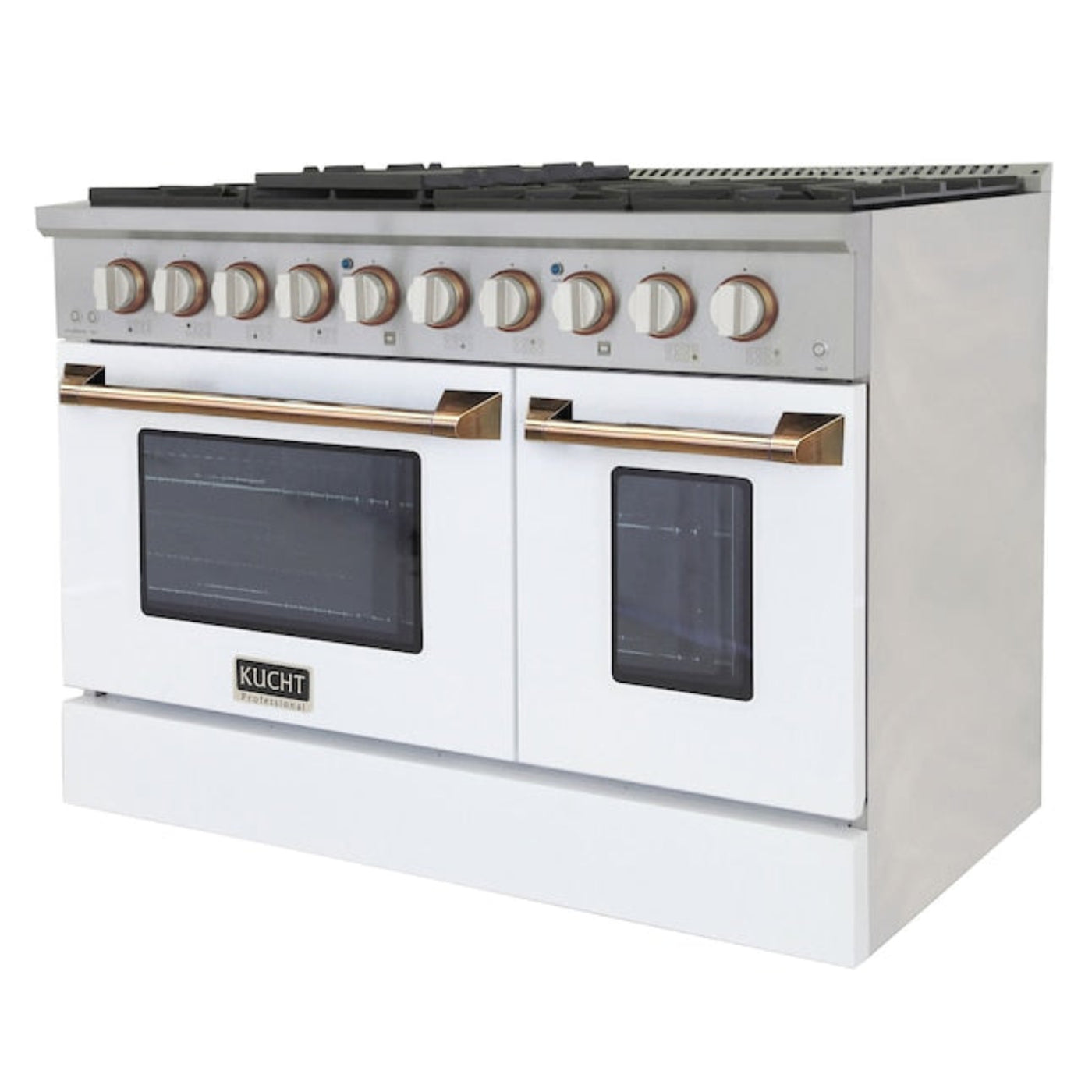 Kucht 48" Pro-Style Propane Gas Dual Fuel Range in White with Gold Accents, KDF482/LP-W-GOLD - KDF482/LP-W-GOLD