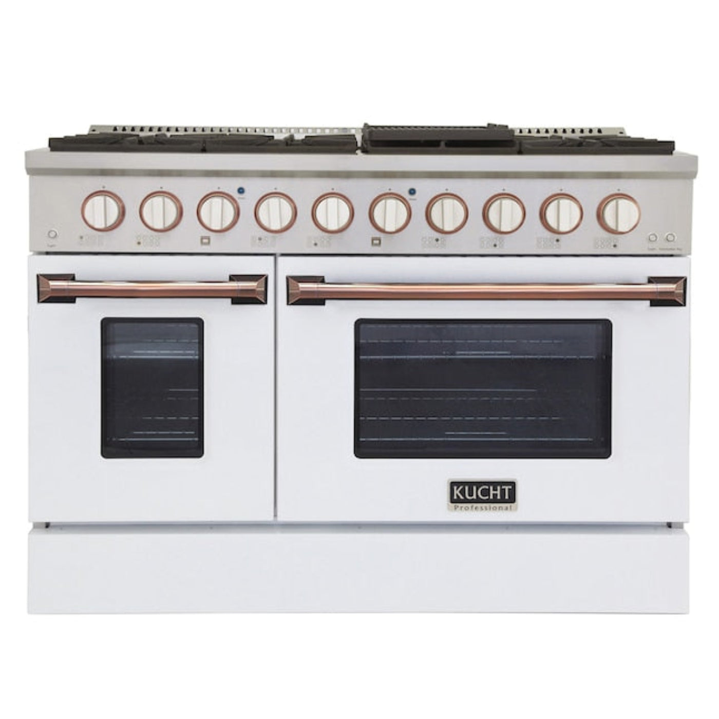 Kucht 48" Pro-Style Natural Gas Dual Fuel Range in White with Rose Gold Accents -  KDF482-W-ROSE