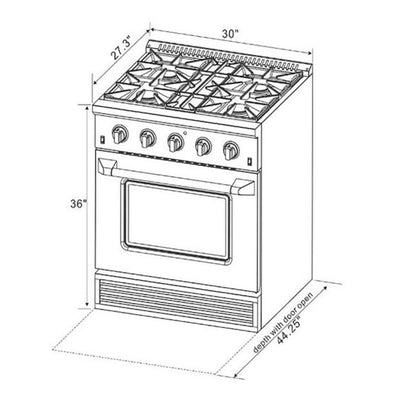 Kucht Professional 30" 4.2 cu ft. Propane Gas Range in White with Rose Gold Accents, KNG301/LP-W-ROSE - KNG301/LP-W-ROSE