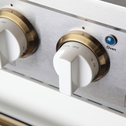 Kucht 36" Pro-Style Propane Gas Dual Fuel Range in White with Gold Accents, KDF362/LP-W-GOLD - KDF362/LP-W-GOLD