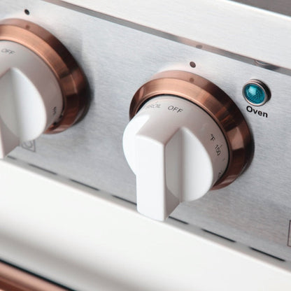 Kucht Signature 36 In. 5.2 cu ft. Propane Gas Range with White Door and Rose Gold Accents, KNG361/LP-W-ROSE - KNG361/LP-W-ROSE