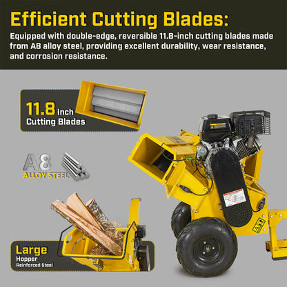 Stark USA 14HP Wood Chipper Gas 420cc Leaf Shredder Mulcher with Towbar/Tail - 61039