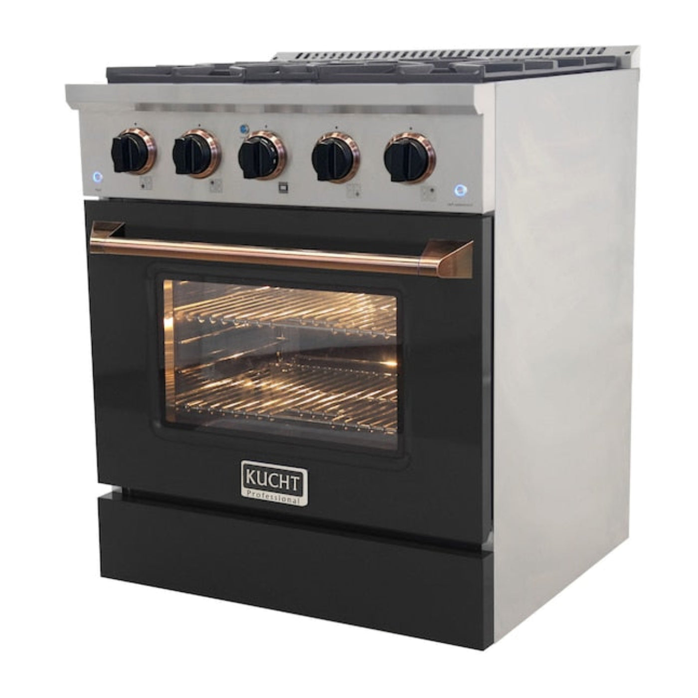 Kucht 30" Pro-Style Propane Gas Dual Fuel Range in Black with Gold Accents, KDF302/LP-K-GOLD - KDF302/LP-K-GOLD