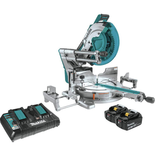 Makita XSL07PT 18V x2 LXT Lithium-Ion (36V) Brushless Cordless 12" Dual-Bevel Sliding Compound Miter Saw with Laser Kit (5.0Ah) 12" Miter Saw Kit