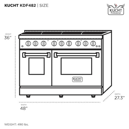 Kucht 48" Pro-Style Propane Gas Dual Fuel Range with 4 Burners in Light Blue, KDF482/LP-LB - KDF482/LP-LB