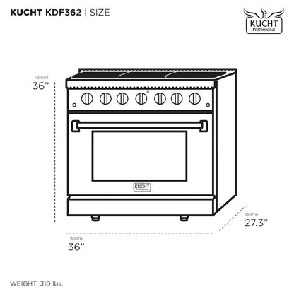 Kucht 36" Pro-Style Natural Gas Dual Fuel Range in White with Rose Gold Accents, KDF362-W-ROSE - KDF362-W-ROSE