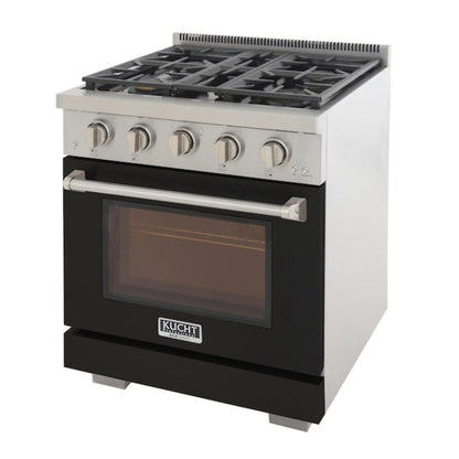 Kucht Professional 30" 4.2 cu. ft. Natural Gas Range in Black with True Simmer Burners, KFX3000X-BK - KFX3000X-BK