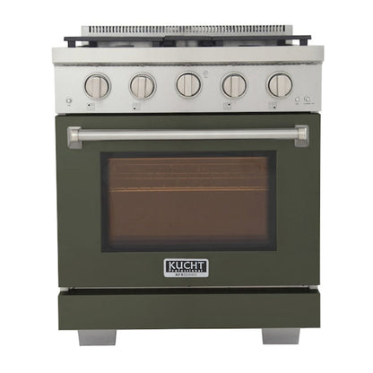 Kucht Professional 30" 4.2 cu. ft. Propane Gas Range in Olive Green with True Simmer Burners, KFX3000X/LP-G - KFX3000X/LP-G
