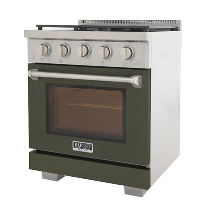 Kucht Professional 30" 4.2 cu. ft. Propane Gas Range in Olive Green with True Simmer Burners, KFX3000X/LP-G - KFX3000X/LP-G