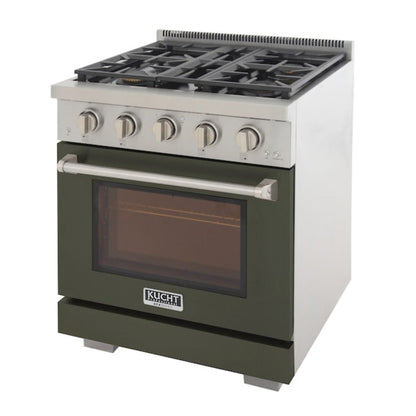 Kucht Professional 30" 4.2 cu. ft. Propane Gas Range in Olive Green with True Simmer Burners, KFX3000X/LP-G - KFX3000X/LP-G