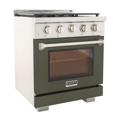 Kucht Professional 30" 4.2 cu. ft. Propane Gas Range in Olive Green with True Simmer Burners, KFX3000X/LP-G - KFX3000X/LP-G
