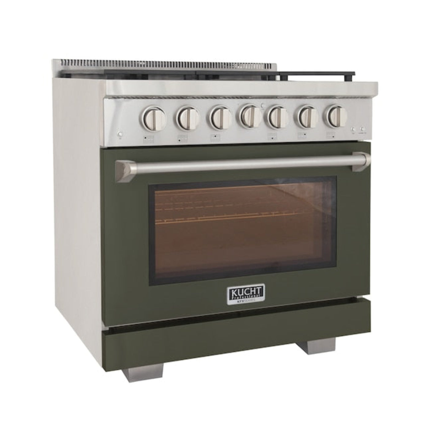 Kucht Professional 36" 5.2 cu. ft. Natural Gas Range in Olive Green with True Simmer Burners, KFX3600X-G - KFX3600X-G