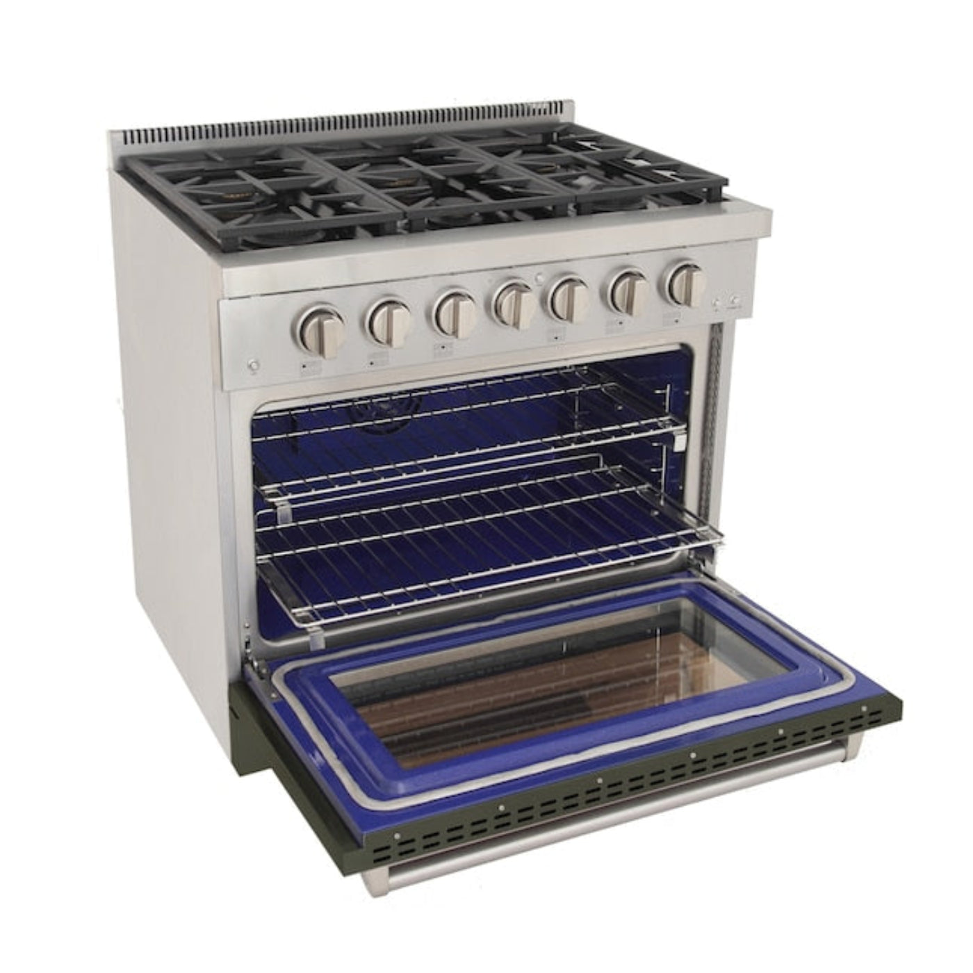 Kucht Professional 36" 5.2 cu. ft. Natural Gas Range in Olive Green with True Simmer Burners, KFX3600X-G - KFX3600X-G