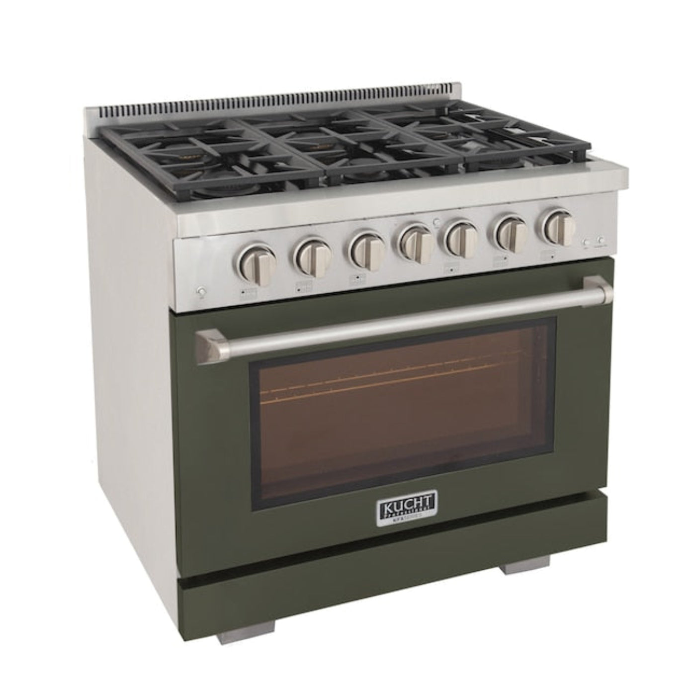 Kucht Professional 36" 5.2 cu. ft. Natural Gas Range in Olive Green with True Simmer Burners, KFX3600X-G - KFX3600X-G