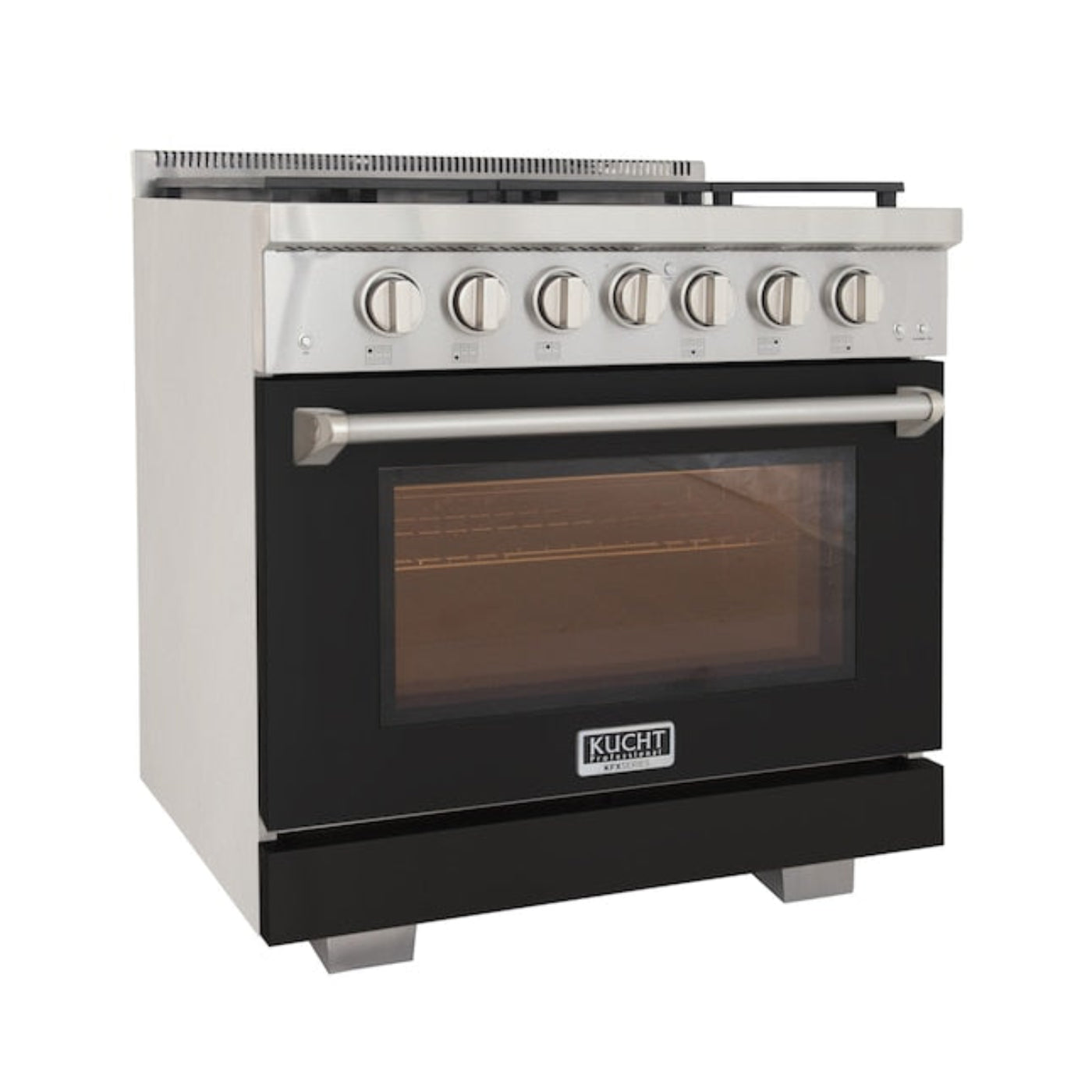 Kucht Professional 36" 5.2 cu. ft. Propane Gas Range in Black with True Simmer Burners, KFX3600X/LP-BK - KFX3600X/LP-BK