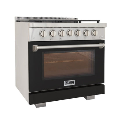 Kucht Professional 36" 5.2 cu. ft. Propane Gas Range in Black with True Simmer Burners, KFX3600X/LP-BK - KFX3600X/LP-BK