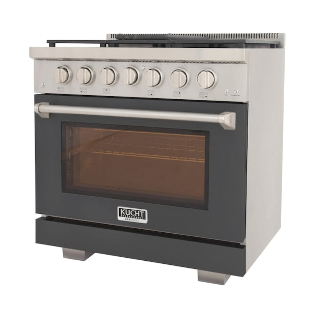 Kucht Professional 36" 5.2 cu. ft. Natural Gas Range in Cement Gray with True Simmer Burners, KFX3600X-GY - KFX3600X-GY