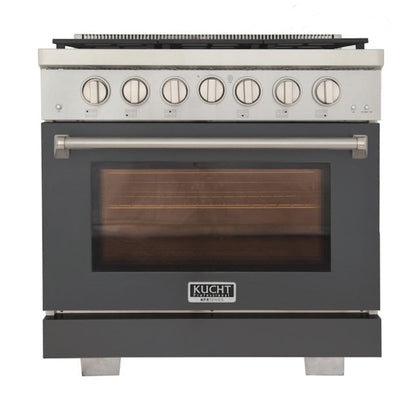Kucht Professional 36" 5.2 cu. ft. Natural Gas Range in Cement Gray with True Simmer Burners, KFX3600X-GY - KFX3600X-GY