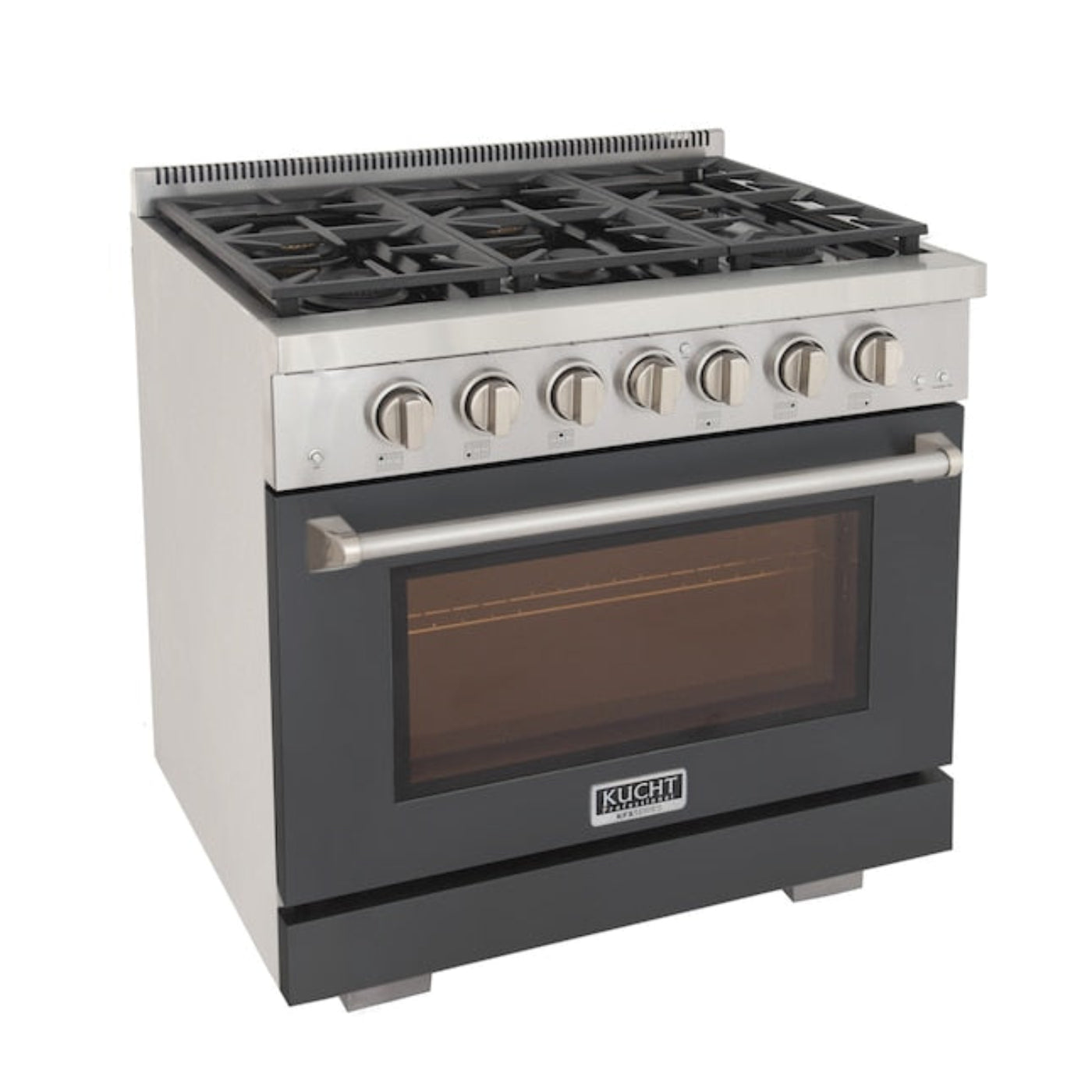 Kucht Professional 36" 5.2 cu. ft. Natural Gas Range in Cement Gray with True Simmer Burners, KFX3600X-GY - KFX3600X-GY