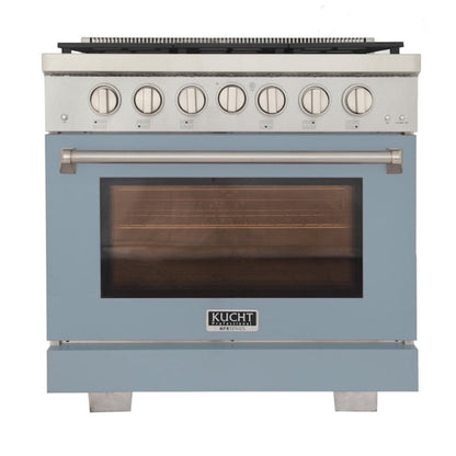 Kucht Professional 36" 5.2 cu. ft. Propane Gas Range in Light Blue with True Simmer Burner -  KFX3600X/LP-LB