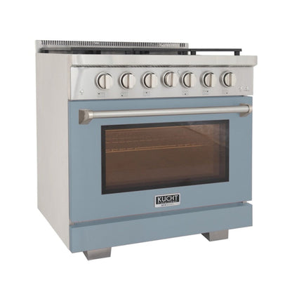 Kucht Professional 36" 5.2 cu. ft. Natural Gas Range in Light Blue with True Simmer Burners, KFX3600X-LB - KFX3600X-LB
