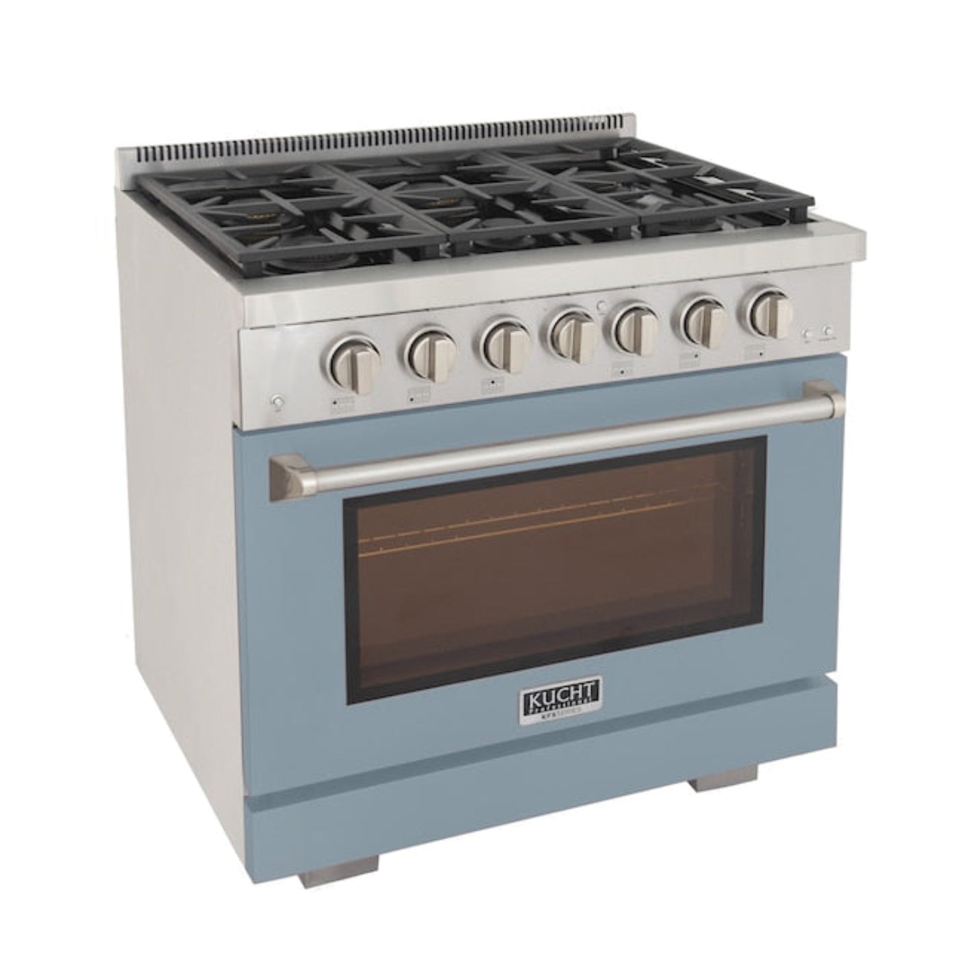 Kucht Professional 36" 5.2 cu. ft. Natural Gas Range in Light Blue with True Simmer Burners, KFX3600X-LB - KFX3600X-LB