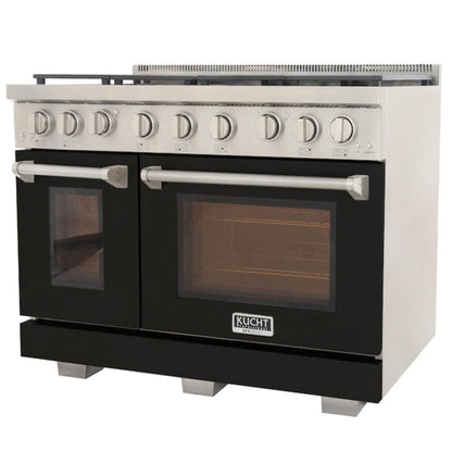 Kucht Professional 48" 6.7 cu. ft. Propane Gas Range in Black with Silver Accents, KFX480/LP-BK - KFX480/LP-BK