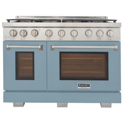 Kucht Professional 48" 6.7 cu. ft. Propane Gas Range in Light Blue with True Simmer Burners, KFX4800X/LP-LB - KFX4800X/LP-LB