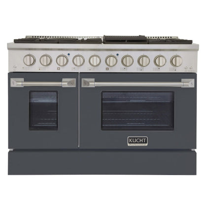 Kucht 48" Pro-Style Natural Gas Dual Fuel Range with 4 Burners in Gray -  KDF482-GR